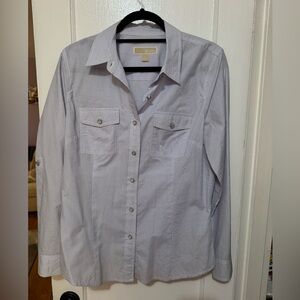 Michael Kors Light Blue Striped Button Down Shirt